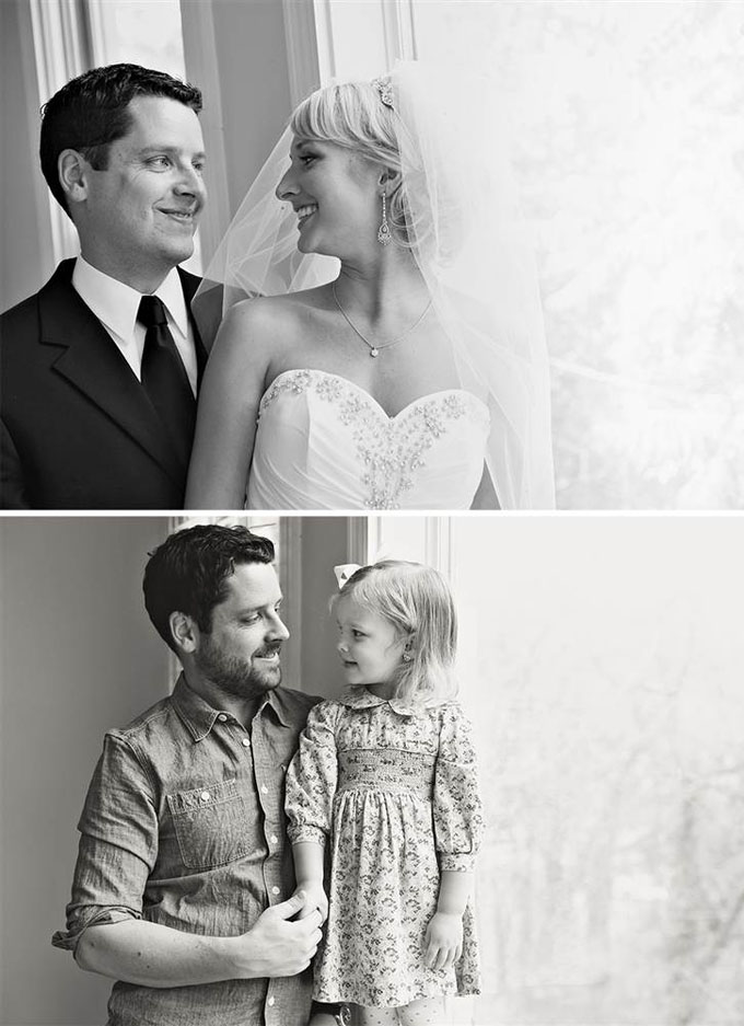 Ben Nunery e a pequena Olivia reproduziram cenas do álbum de fotografias